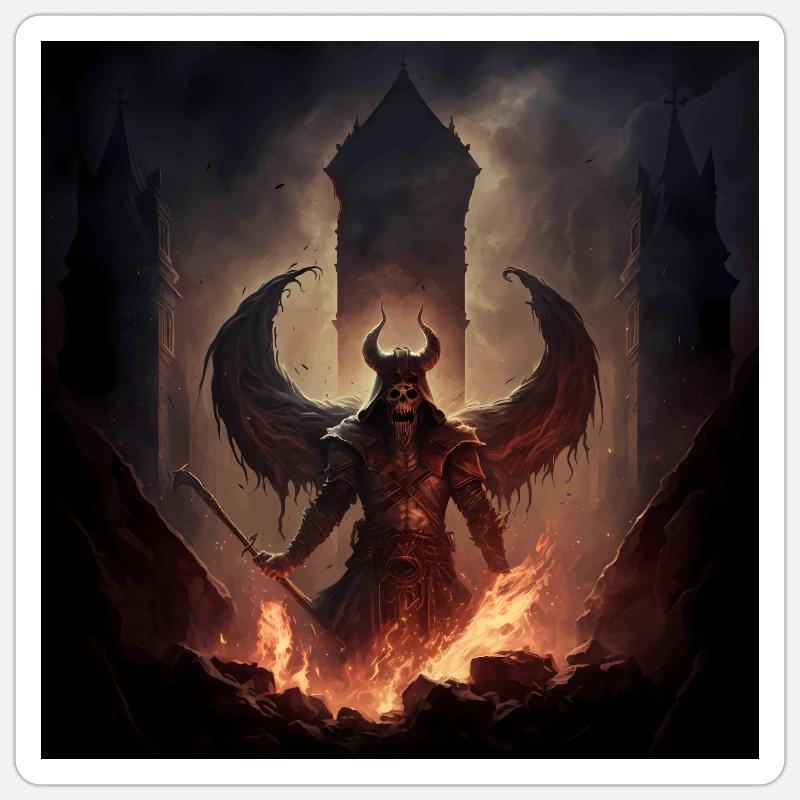 Feuriger Dämon des Todes Version 1 Sticker Größe S (10 x 10 cm)
