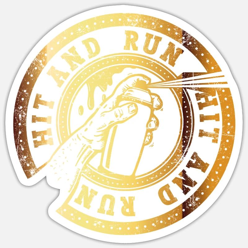 Graffiti Hit and run - Sticker size S (10 x 10 cm) - white matte