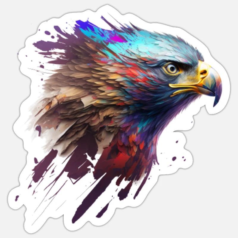 Mächtiger Adler: Ein modernes Ölbild - Sticker Größe S (10 x 10 cm) - Mattweiß