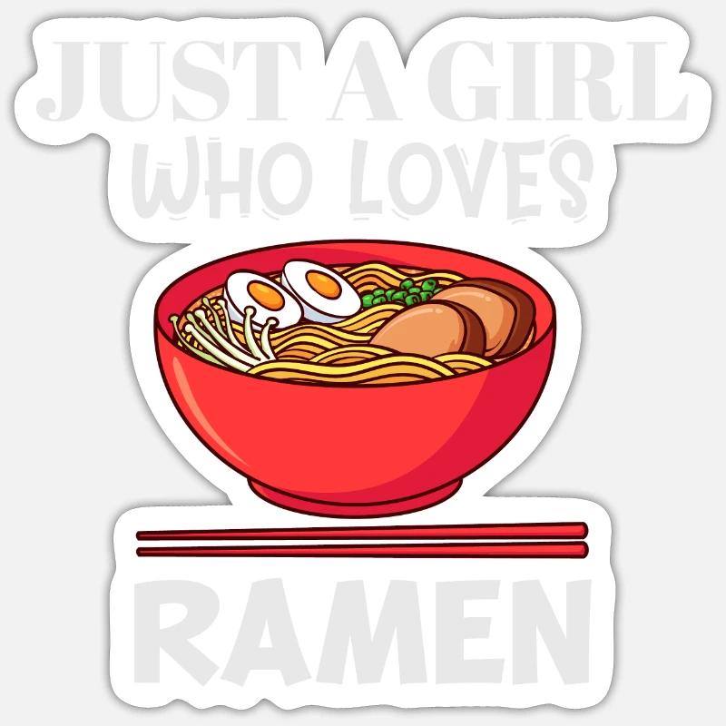 Nur ein Mädchen, das Ramen liebt - Sticker Größe S (10 x 10 cm) - Mattweiß