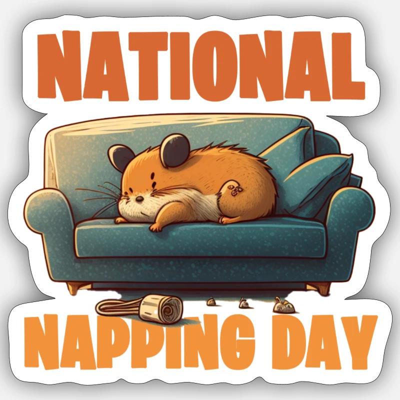 napping day hamster - hamster napping on couch - Sticker Größe S (10 x 10 cm) - Mattweiß
