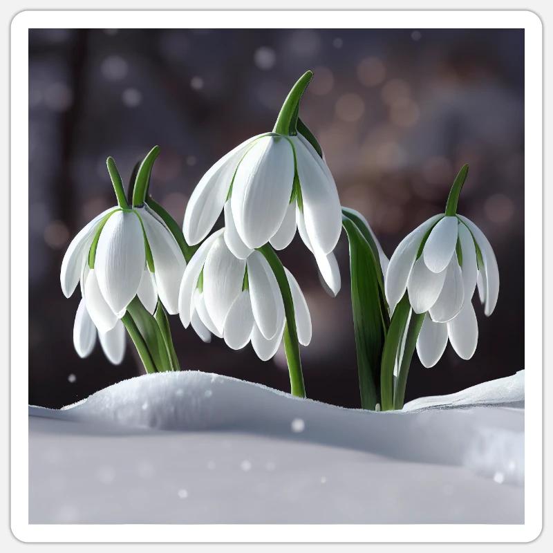 Träumen Sie von Galanthus oder Schneeglöckchen - Sticker Größe S (10 x 10 cm) - Mattweiß