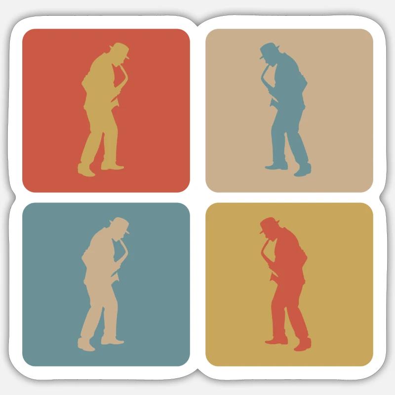 Design de saxophone - Sticker taille S (10 x 10 cm) - blanc mat