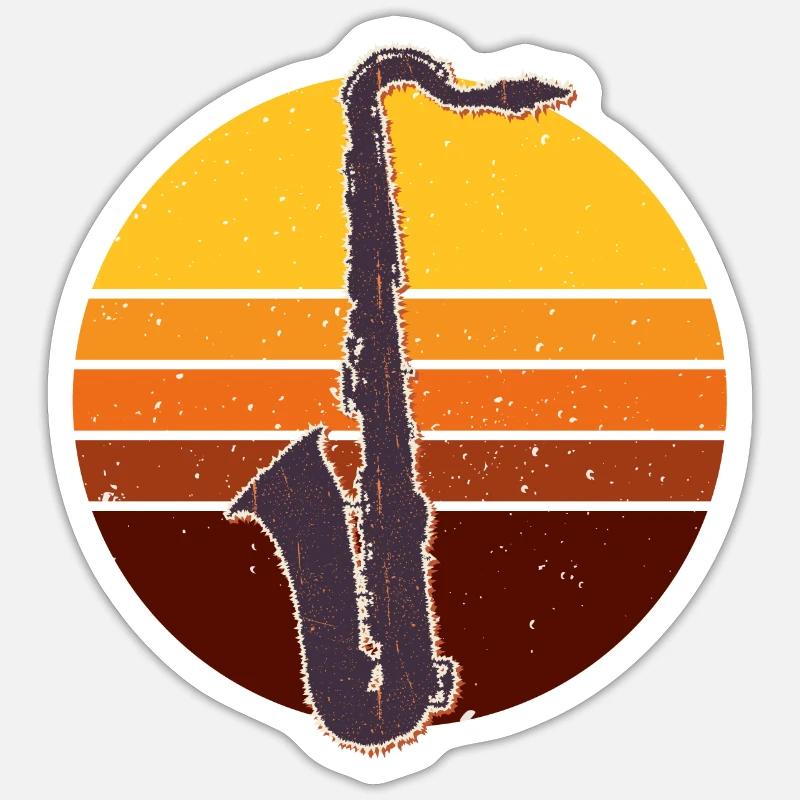 Retro Saxophone Geschenkidee - Sticker Größe S (10 x 10 cm) - Mattweiß