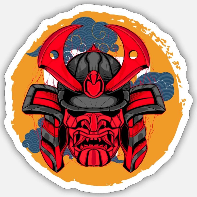 Samurai_3 - Sticker Größe S (10 x 10 cm) - Mattweiß