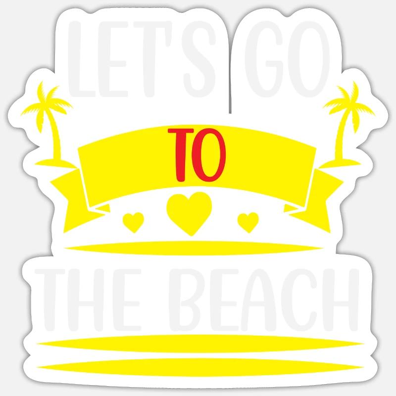 Allons à la plage - Sticker taille S (10 x 10 cm) - blanc mat