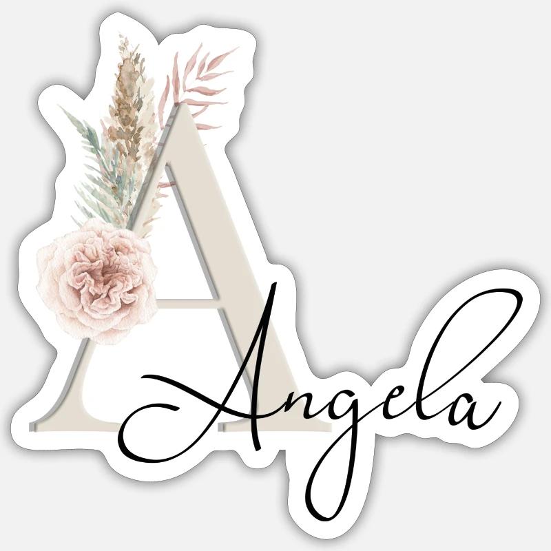 Angela! Nom Boho - Sticker taille S (10 x 10 cm) - blanc mat