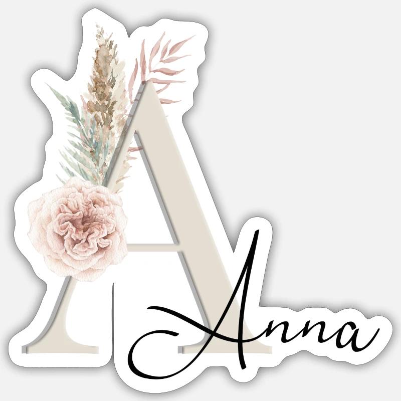 Anna! Nom Boho - Sticker taille S (10 x 10 cm) - blanc mat