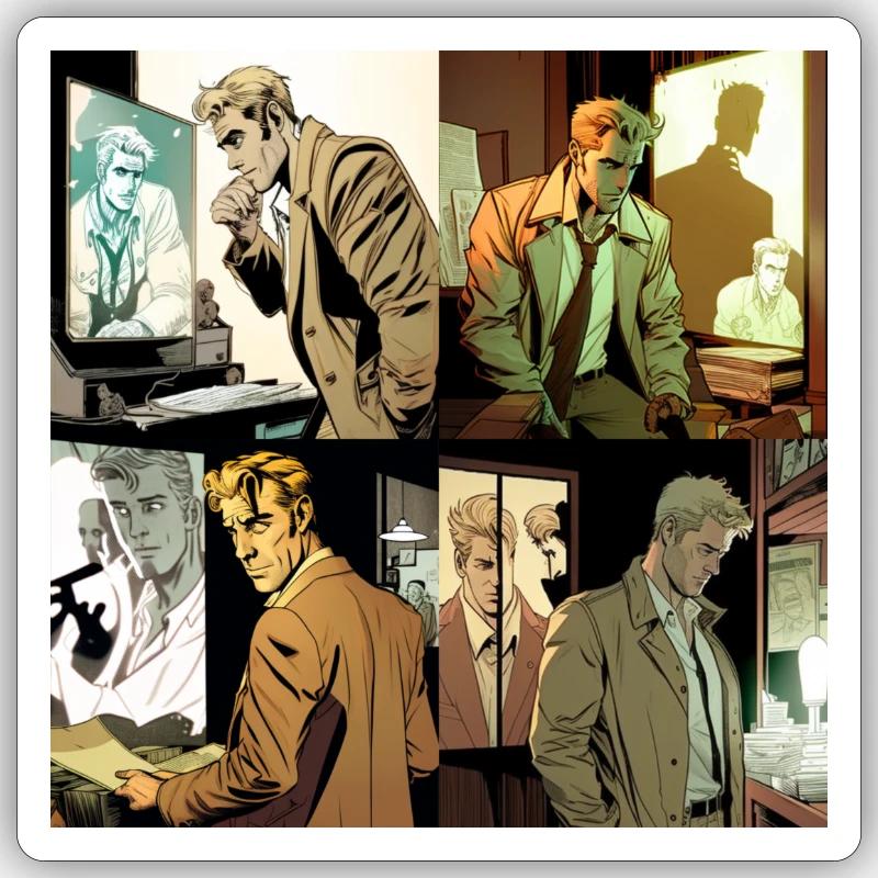 Image comique de John Constantin se faisant espionner Sticker taille S (10 x 10 cm)