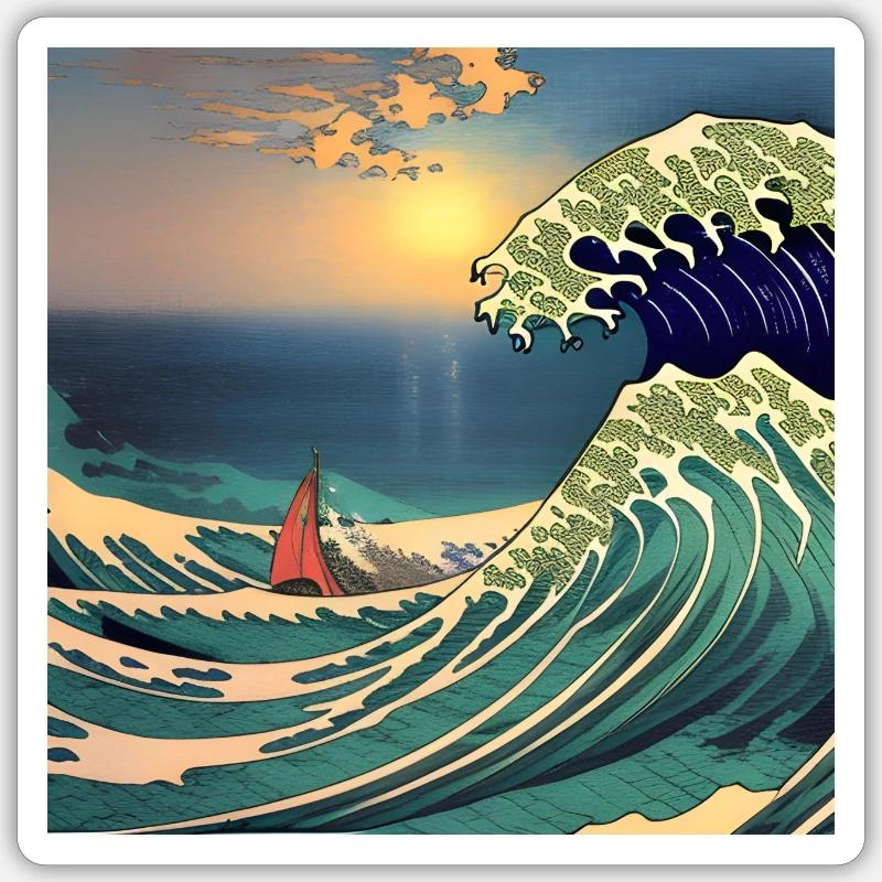 wave1 - Sticker taille S (10 x 10 cm) - blanc mat