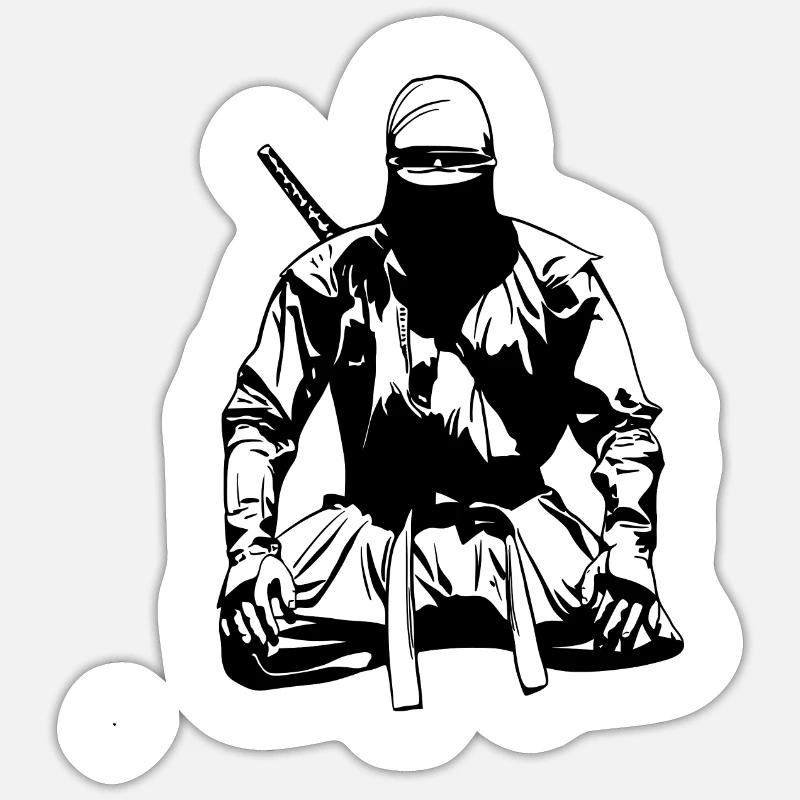 Ninja - Sticker taille S (10 x 10 cm) - blanc mat
