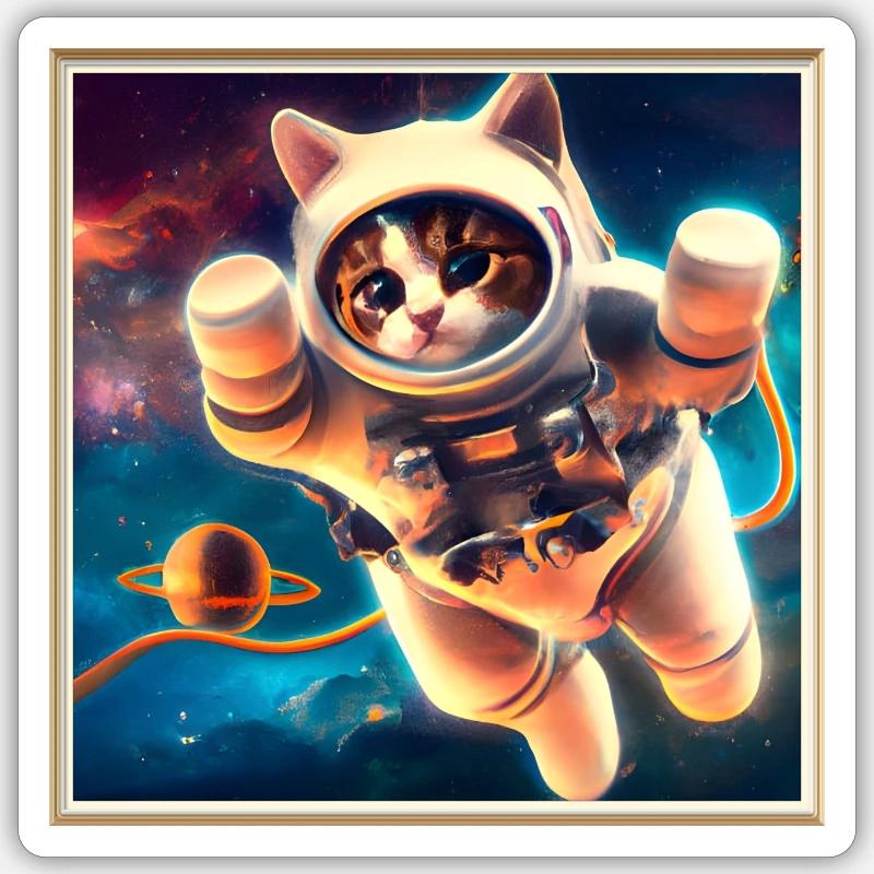 Space Kitty - Sticker size S (10 x 10 cm) - white matte