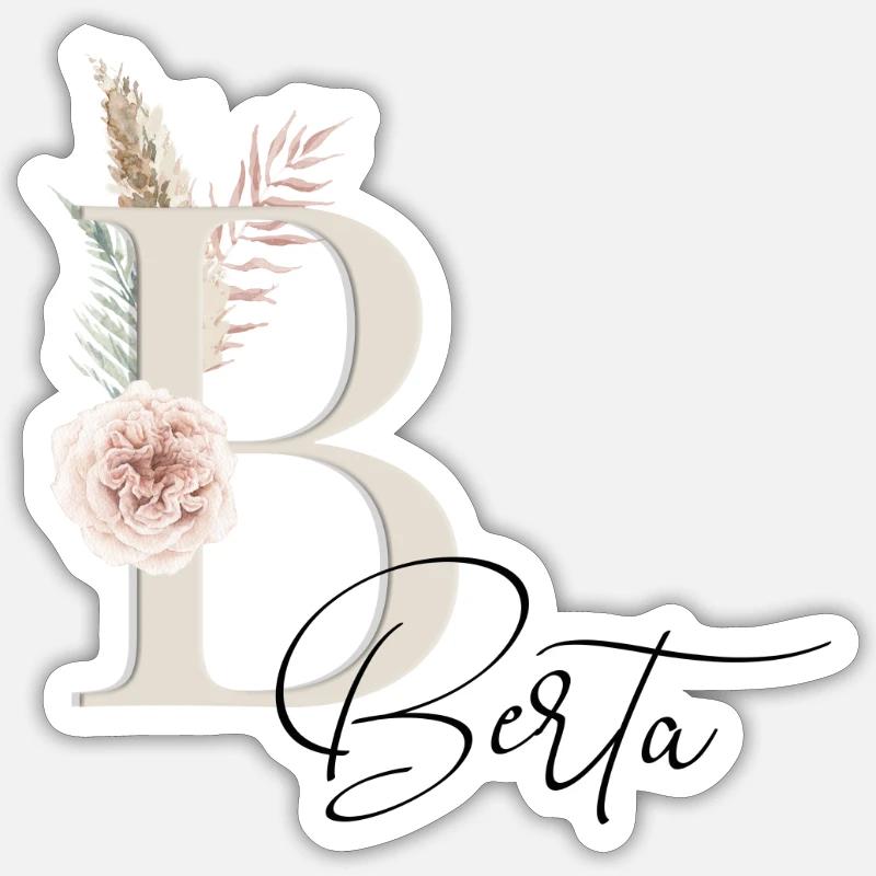 Berta! Name Boho - Sticker Größe S (10 x 10 cm) - Mattweiß