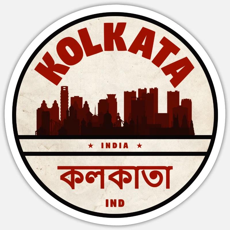 Kolkata Skyline Emblem - Sticker Größe S (10 x 10 cm) - Mattweiß