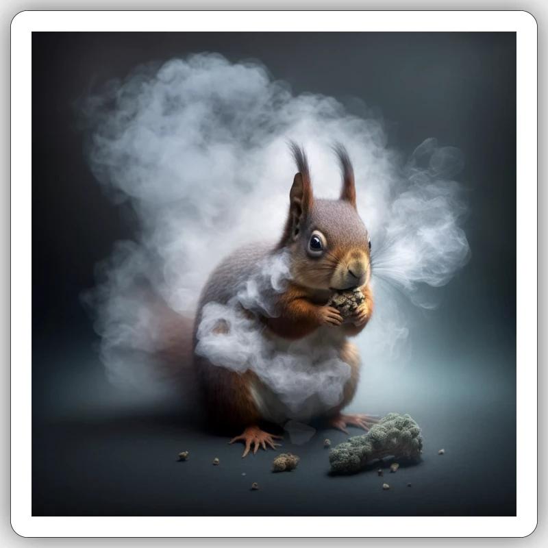 Das Eichhörnchen im Dunst - Oachkatzlschors Sticker Größe S (10 x 10 cm)