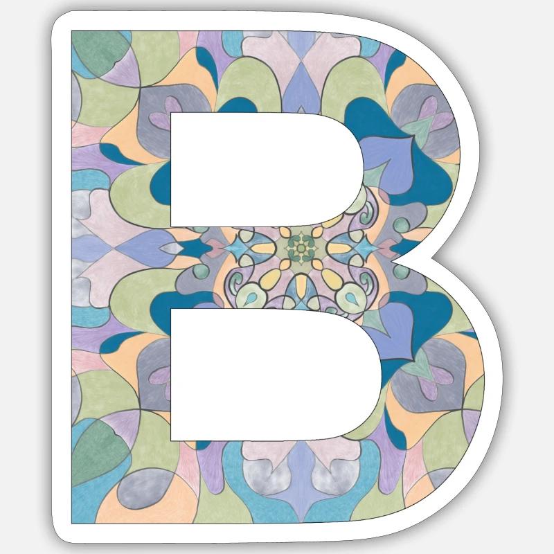 Buchstabe B im Mandala - Sticker Größe S (10 x 10 cm) - Mattweiß