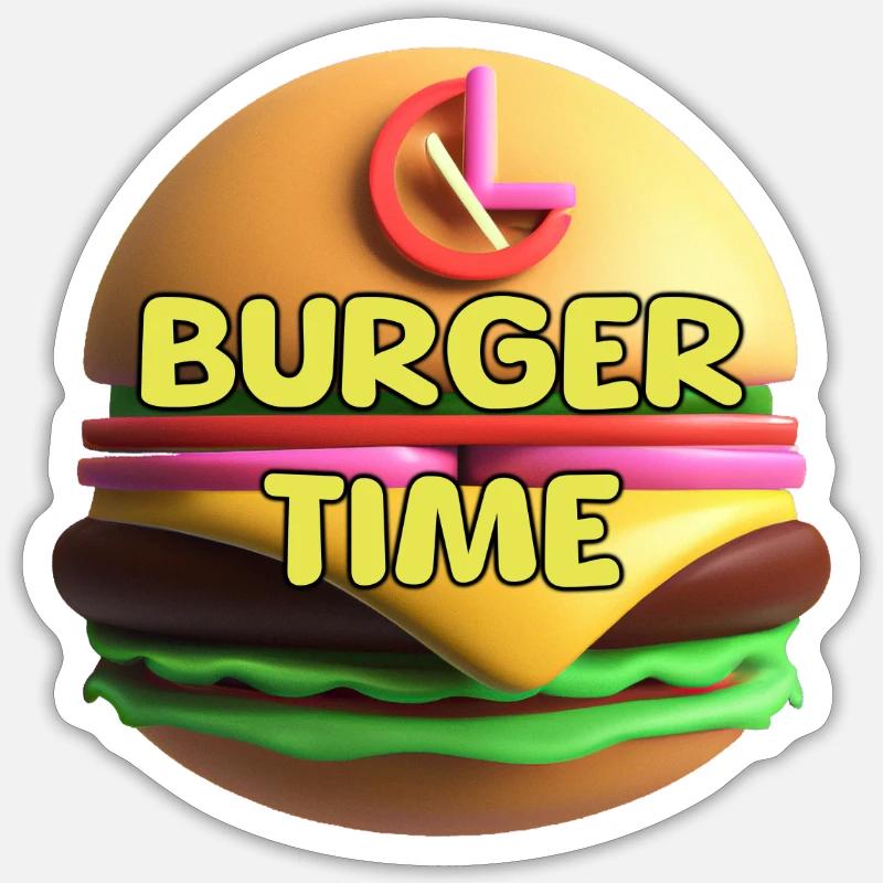 BURGER TIME - Sticker size S (10 x 10 cm) - white matte