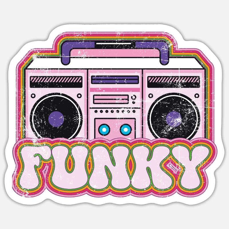 Funky Ghettoblaster - Sticker taille S (10 x 10 cm) - blanc mat