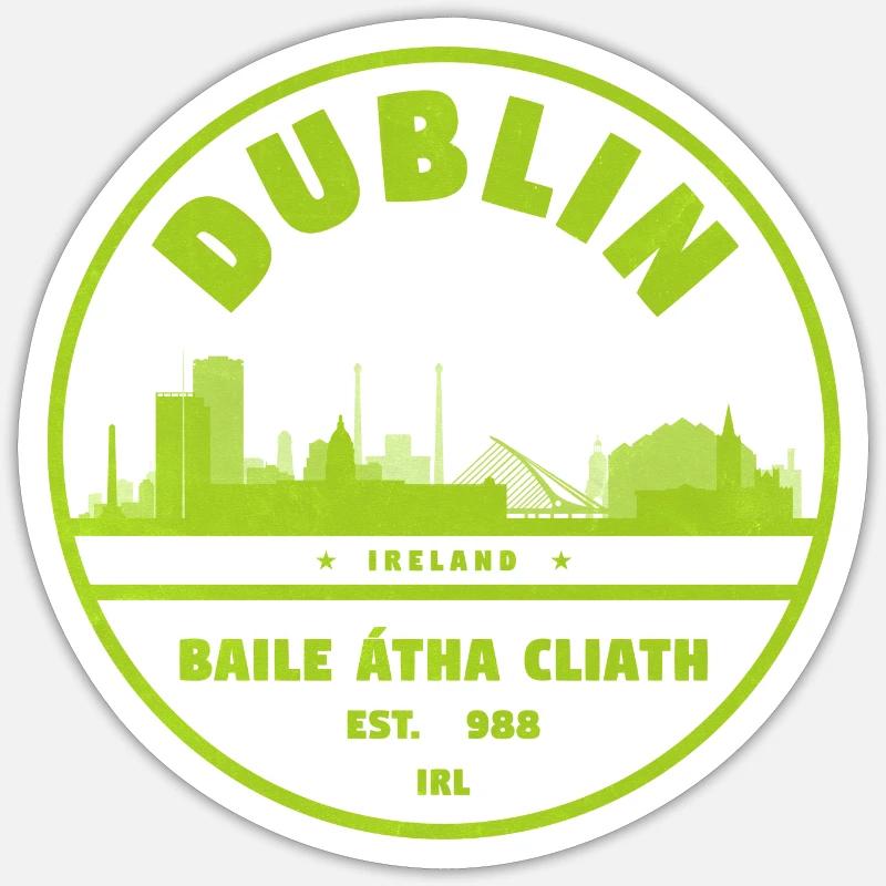 Dublin Skyline Stamp - Sticker size S (10 x 10 cm) - white matte