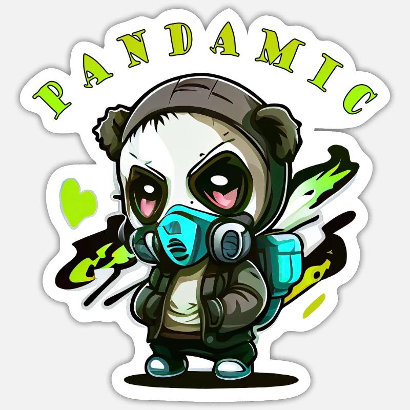 Panda-Pandamic Hunter - Sticker Größe S (10 x 10 cm) - Mattweiß
