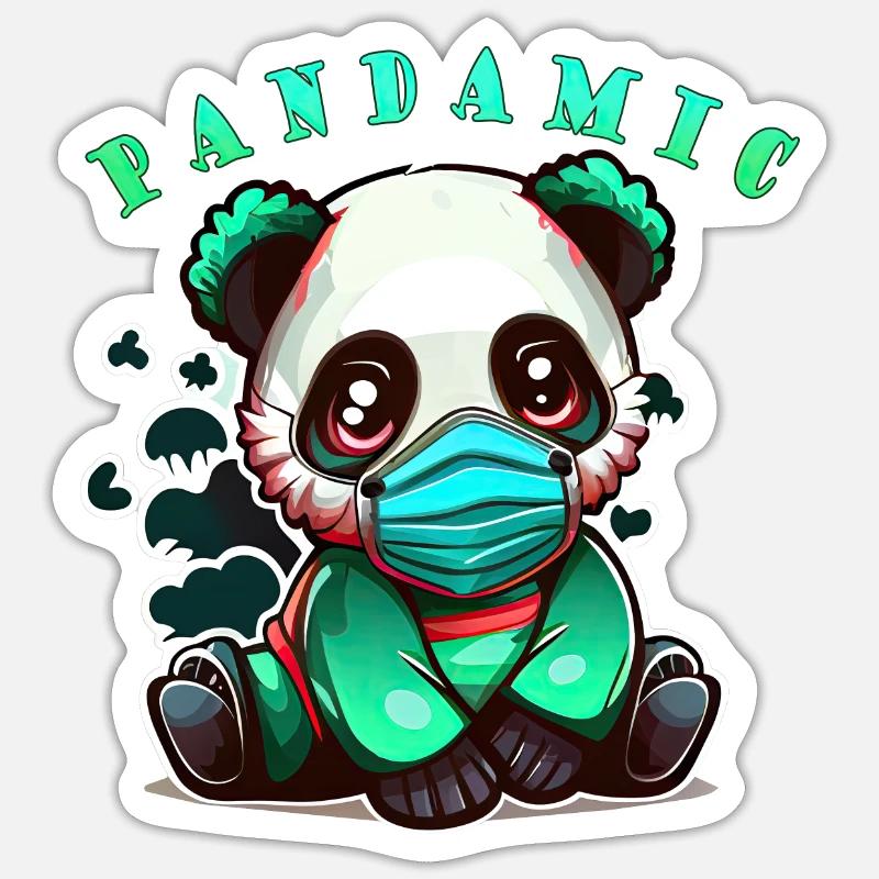 Panda-Pandamic Mignon assis - Sticker taille S (10 x 10 cm) - blanc mat