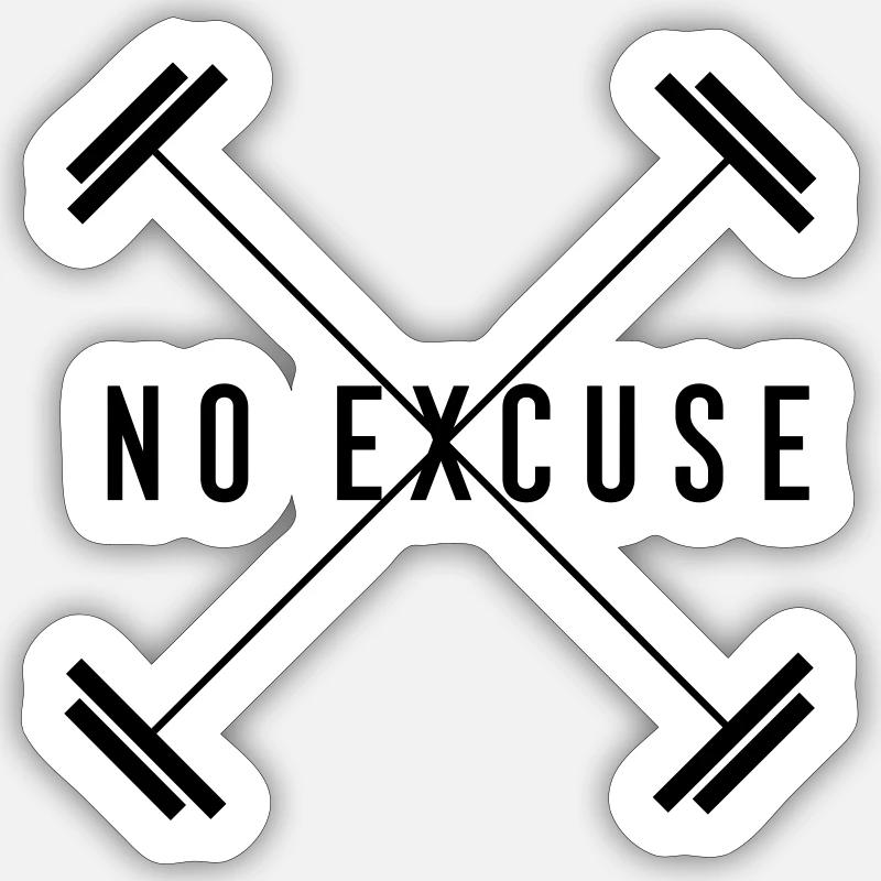 no excuse hantel - Sticker Größe S (10 x 10 cm) - Mattweiß