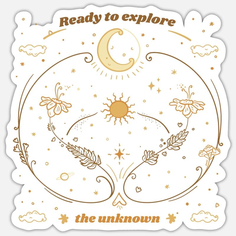 Ready To Explore The Unknown Celestial Astronomy Sticker Größe S (10 x 10 cm)