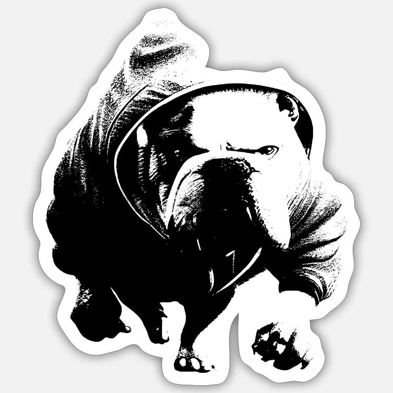 Chien avec sweat à capuche - Sticker taille S (10 x 10 cm) - blanc mat