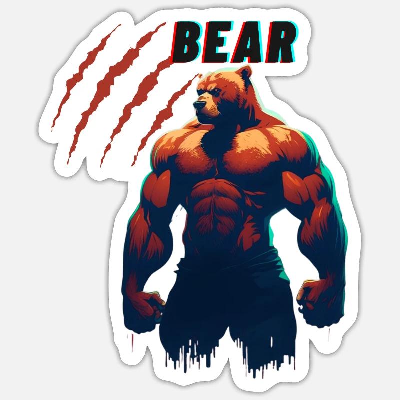 Team Bear - Sticker taille S (10 x 10 cm) - blanc mat
