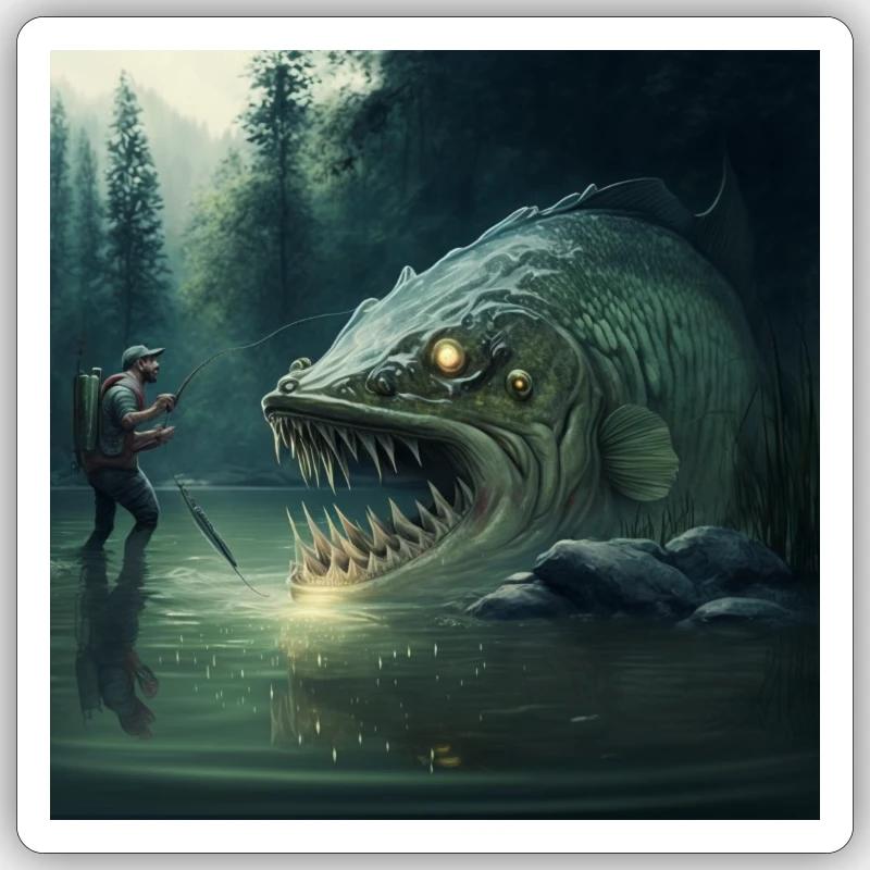 Pêcheur Scarry - Sticker taille S (10 x 10 cm) - blanc mat