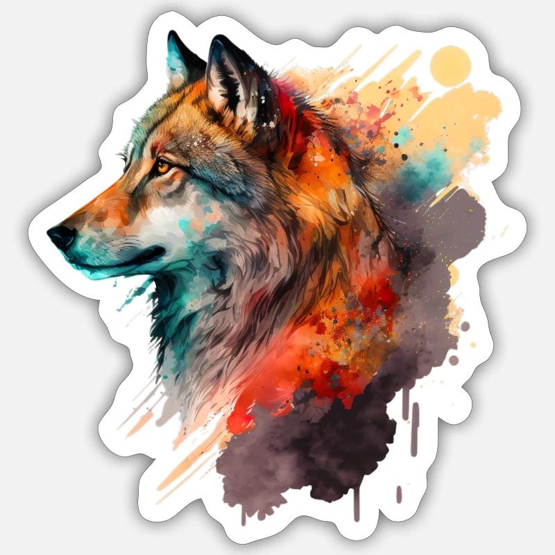 Wolf - Sticker Größe S (10 x 10 cm) - Mattweiß