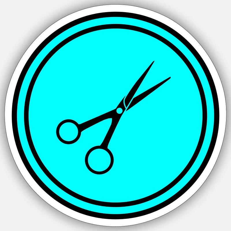 Scissors Barber Circle - Sticker size S (10 x 10 cm) - white matte