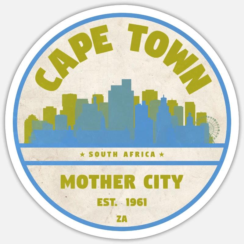 Emblème vintage de la Skyline du Cap - Sticker taille S (10 x 10 cm) - blanc mat