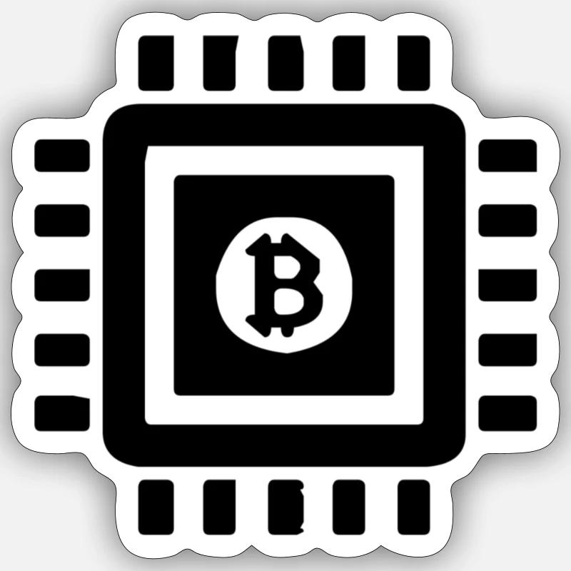 Bitcoin processor - Sticker taille S (10 x 10 cm) - blanc mat