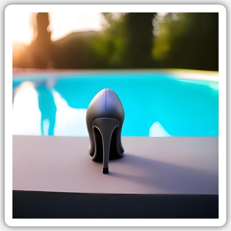 Highheel on the Poolside - Sticker size S (10 x 10 cm) - white matte