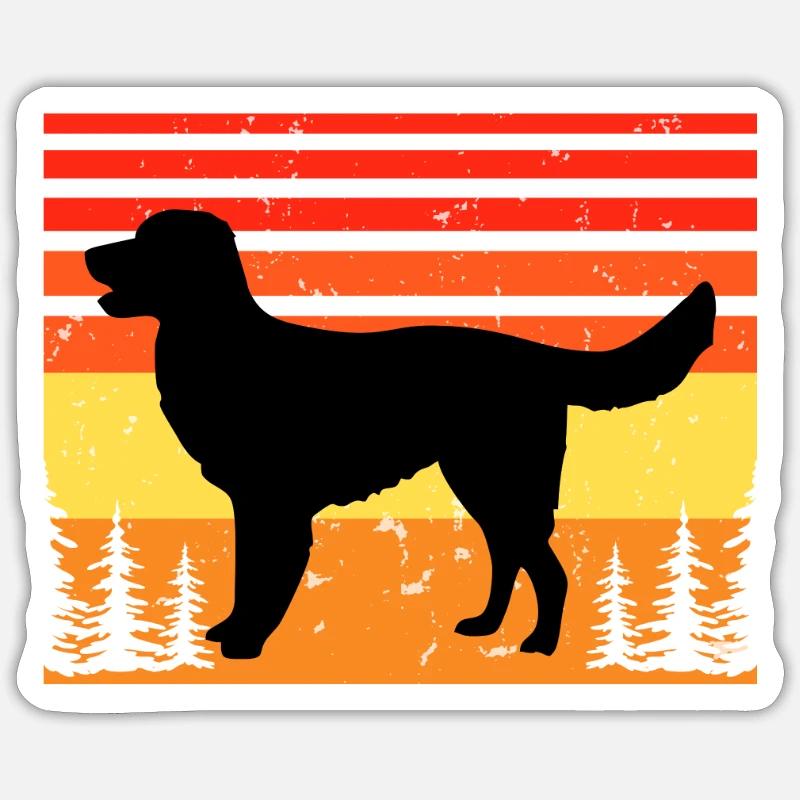 Deutsch Langhaar Pointer Hund Silhouette Retro Sticker Größe S (10 x 10 cm)