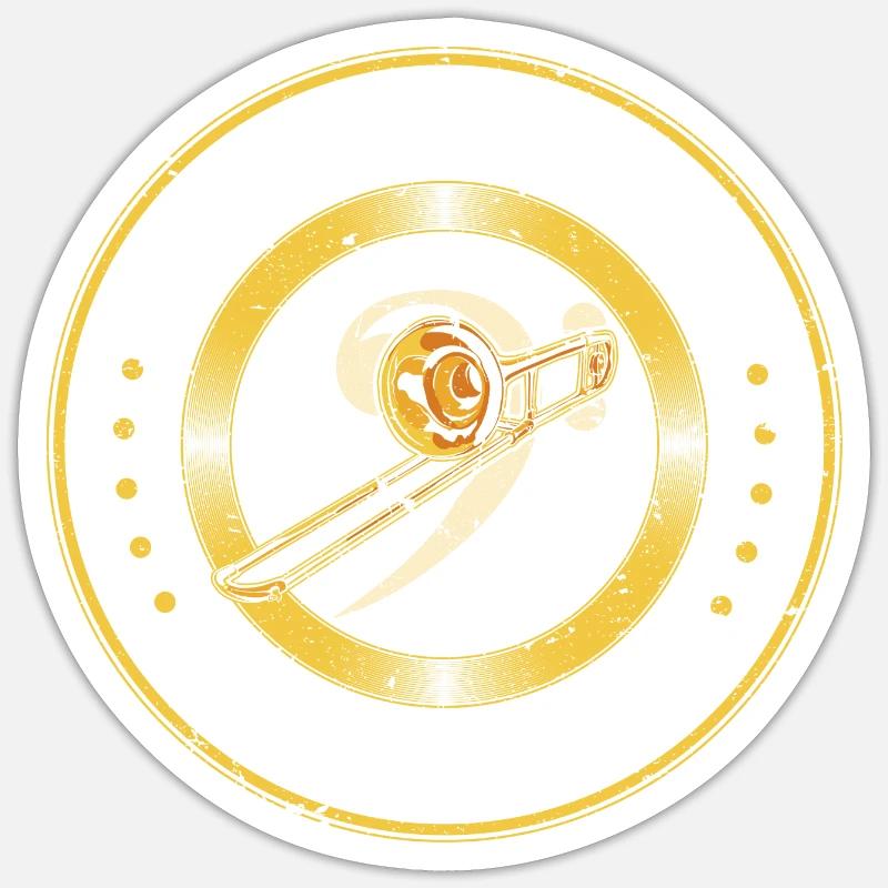 Trombone Instrument, Low Level Society, Funny - Sticker Größe S (10 x 10 cm) - Mattweiß