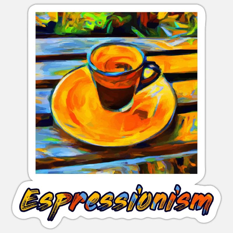 Aus einem expressionistischen Espresso wird Espressionismus Sticker Größe S (10 x 10 cm)