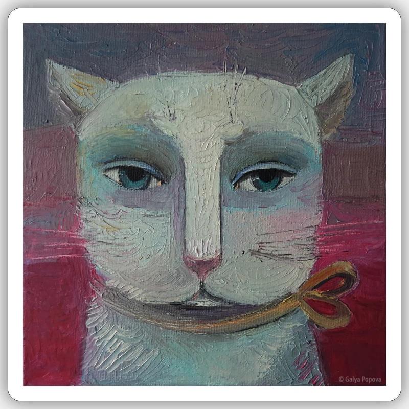 Weiße Katze - Sticker Größe S (10 x 10 cm) - Mattweiß