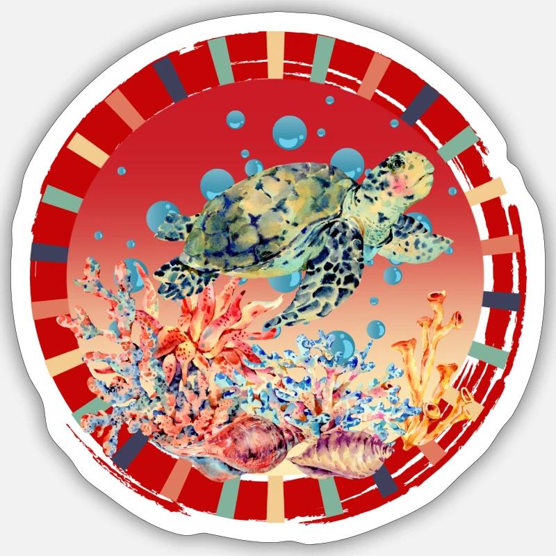 Turtle_Ocean - Sticker taille S (10 x 10 cm) - blanc mat