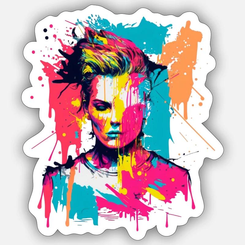 Pop Art Déconstruit - Sticker taille S (10 x 10 cm) - blanc mat