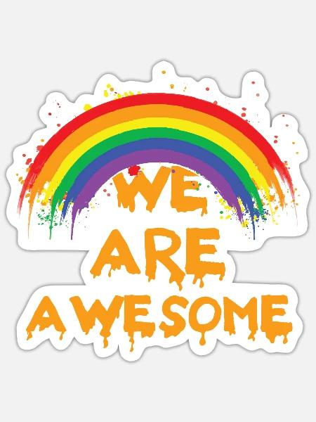LGBT Familie Homosexuelle Paare - Sticker Größe S (10 x 10 cm) - Mattweiß