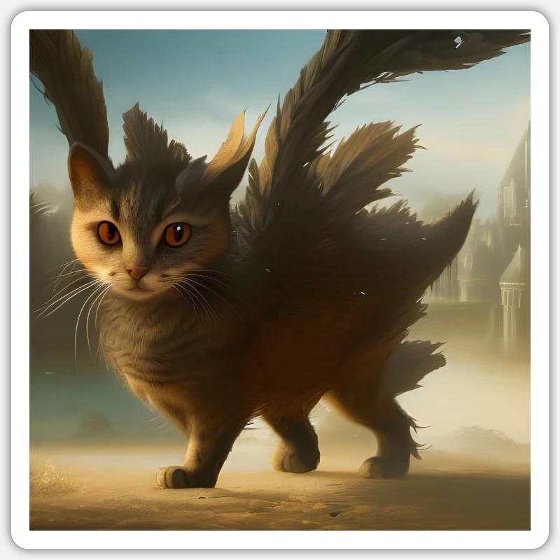 Chat volant - Sticker taille S (10 x 10 cm) - blanc mat