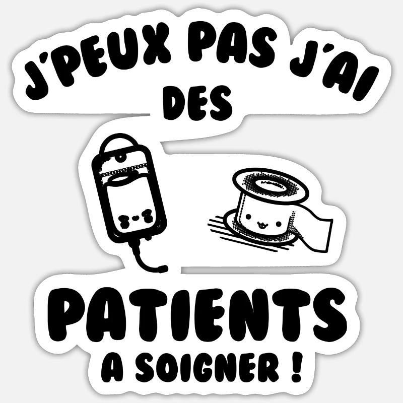 Patient à soigner - Sticker taille S (10 x 10 cm) - blanc mat