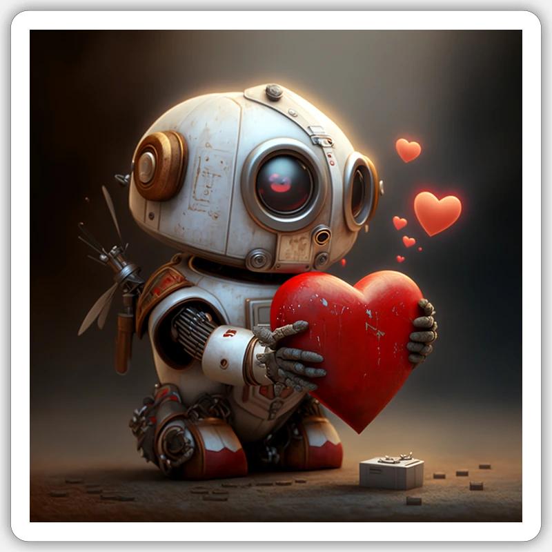 Love Robot - Sticker Größe S (10 x 10 cm) - Mattweiß