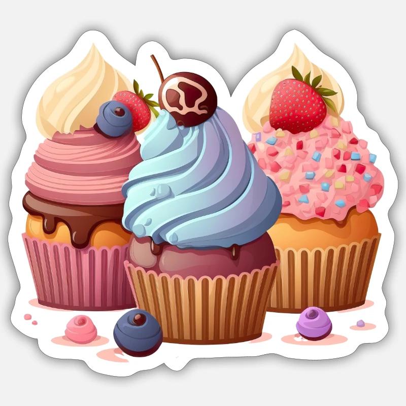 Cupcakes2 - Sticker Größe S (10 x 10 cm) - Mattweiß