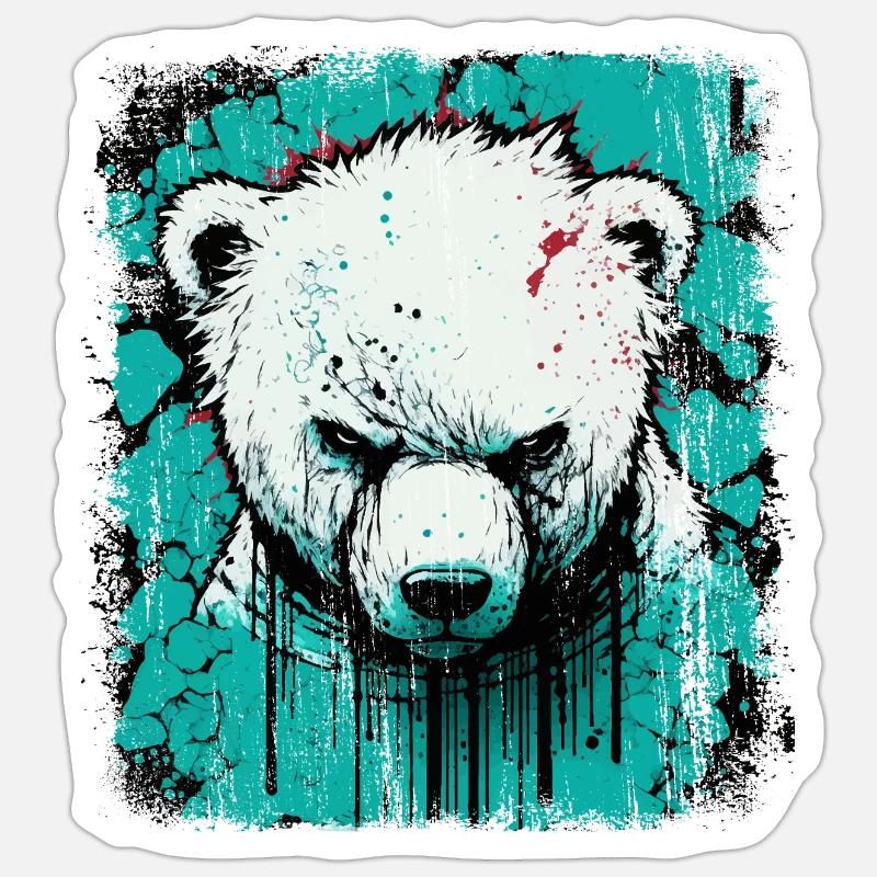Wütender Eisbär Sticker Größe S (10 x 10 cm)