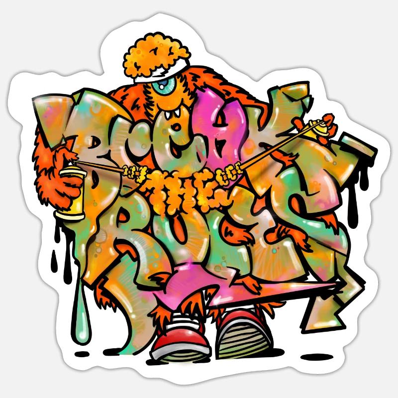Break the Rules Monster Graffiti - Sticker Größe S (10 x 10 cm) - Mattweiß