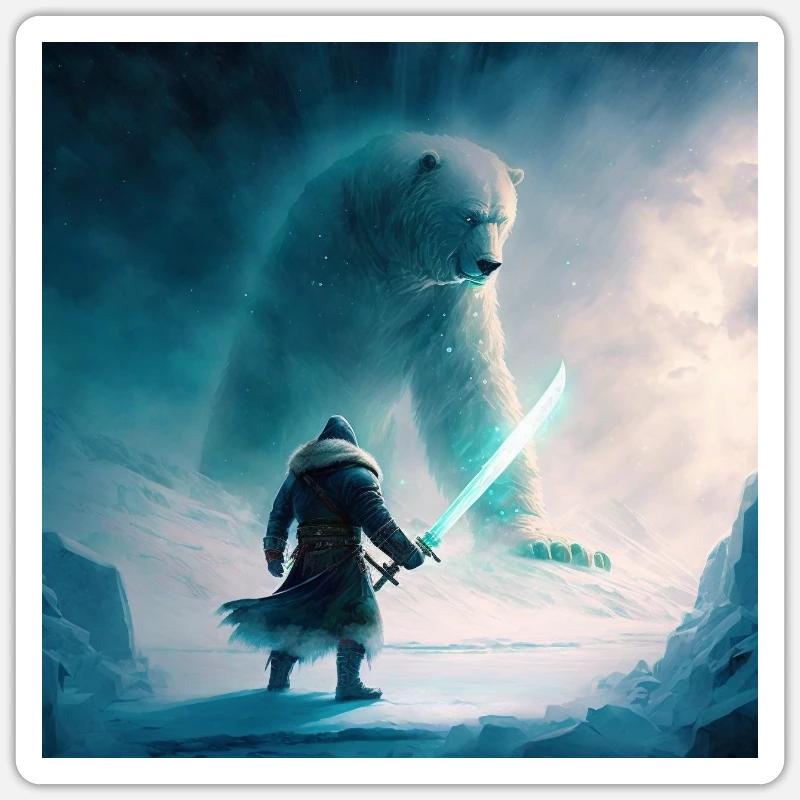 Samurai Vs Bear - Sticker size S (10 x 10 cm) - white matte