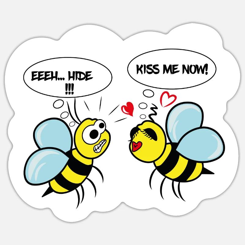 Comic-Biene - Sticker Größe S (10 x 10 cm) - Mattweiß